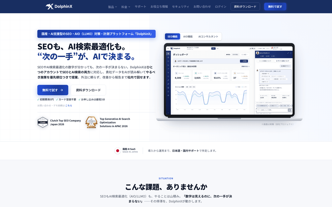 DolphinX AIOの公式サイト画面