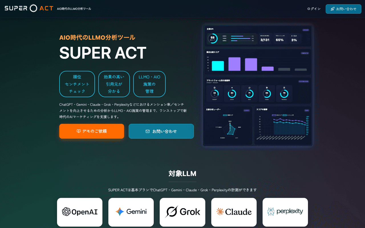 SUPER ACTの公式サイト画面