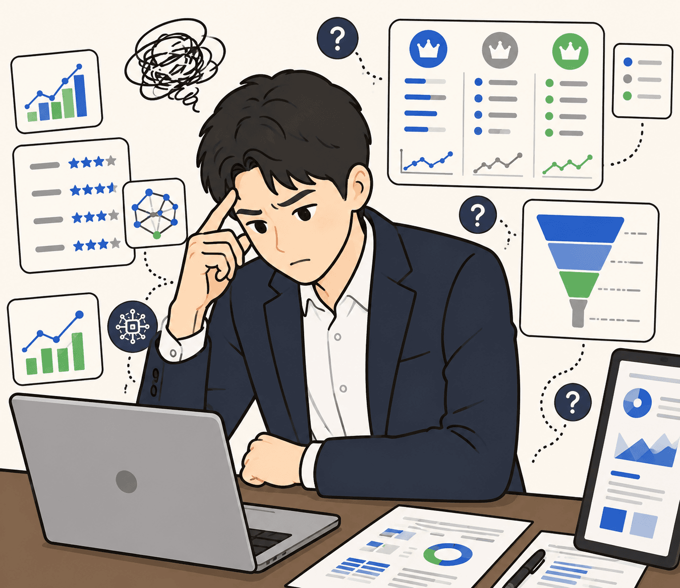 法人営業担当者の課題を表す円形イメージ